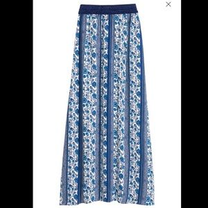 NWOT H&M boho blue and white maxi skirt